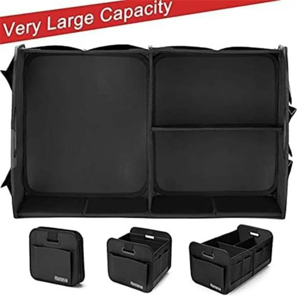 Collapsible Car Trunk Organizer Storage Box with Compartments for SUV Truck Van